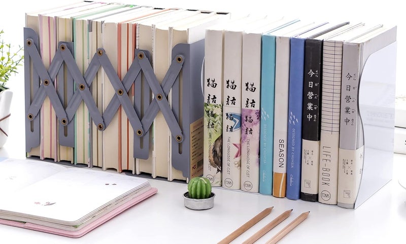 Gardesk Adjustable Bookends Metal Book Ends for Heavy Book Holder Heavy Duty Bookends Nonskid Bookcase Desktop Book Organizer Binder Holder - Image 4