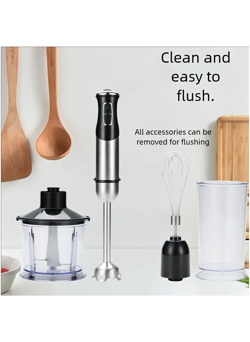 Hand Blender Machine Immersion Juicer 4 in 1 Ergonomic Handheld 500W Motor Electric Whisk 304 Stainless Steel Detachable Whisk Frother Chopper Bowl Measuring Beaker for Kitchen Baby Food - Image 4