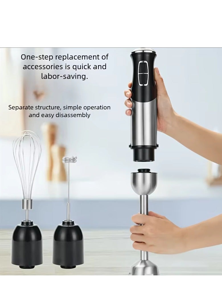 Hand Blender Machine Immersion Juicer 4 in 1 Ergonomic Handheld 500W Motor Electric Whisk 304 Stainless Steel Detachable Whisk Frother Chopper Bowl Measuring Beaker for Kitchen Baby Food - Image 3