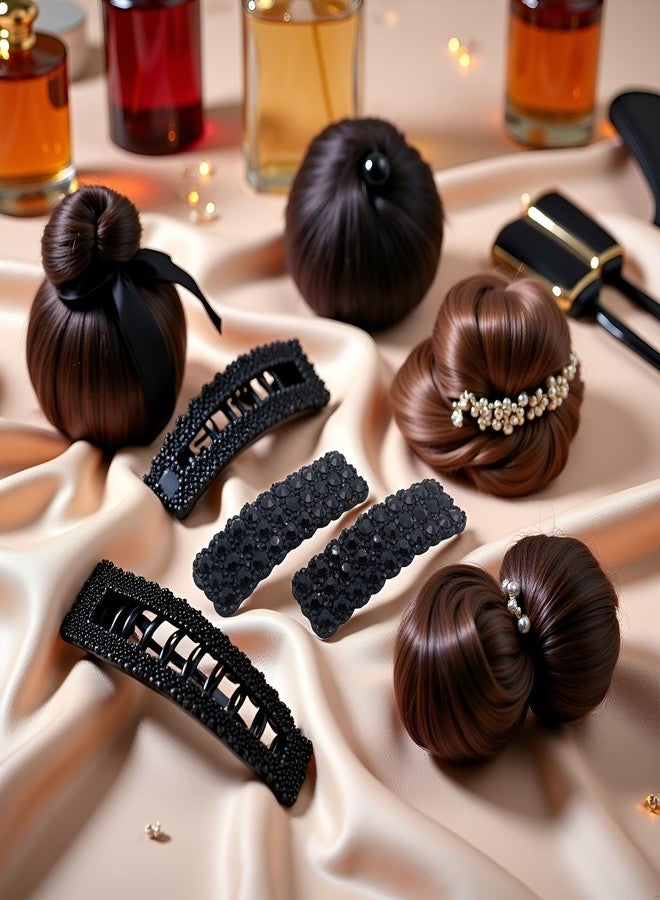 Tustao 2Pcs Black Rhinestones Snap Hair Clips for Women Girls Rectangular Hairpins Korean Barrettes Hair Accessories,Hair Accessories for Girls,Clips and Barrettes,Baby Girls' Hair Clips - Image 3