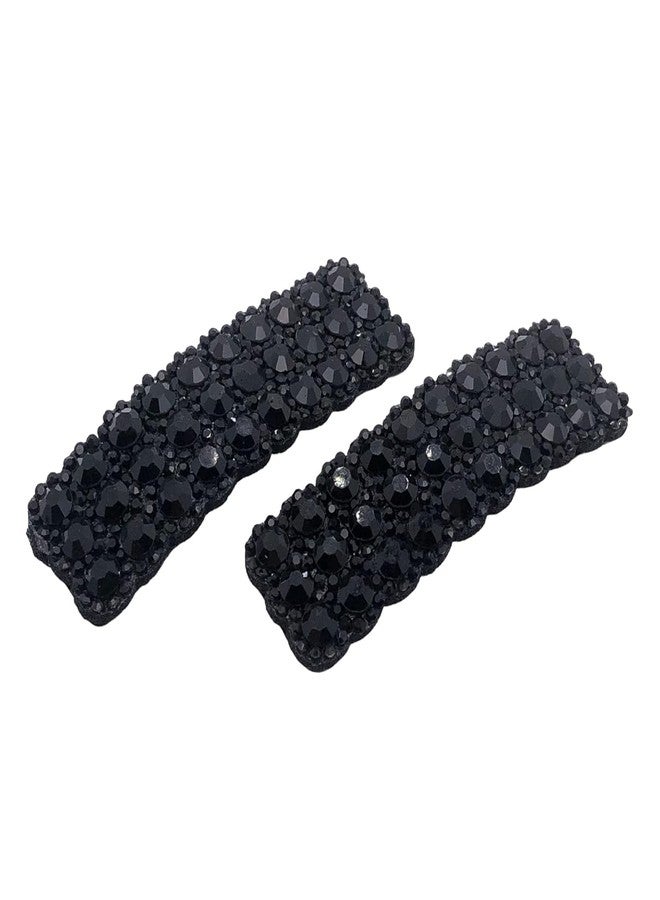 Tustao 2Pcs Black Rhinestones Snap Hair Clips for Women Girls Rectangular Hairpins Korean Barrettes Hair Accessories,Hair Accessories for Girls,Clips and Barrettes,Baby Girls' Hair Clips - Image 1