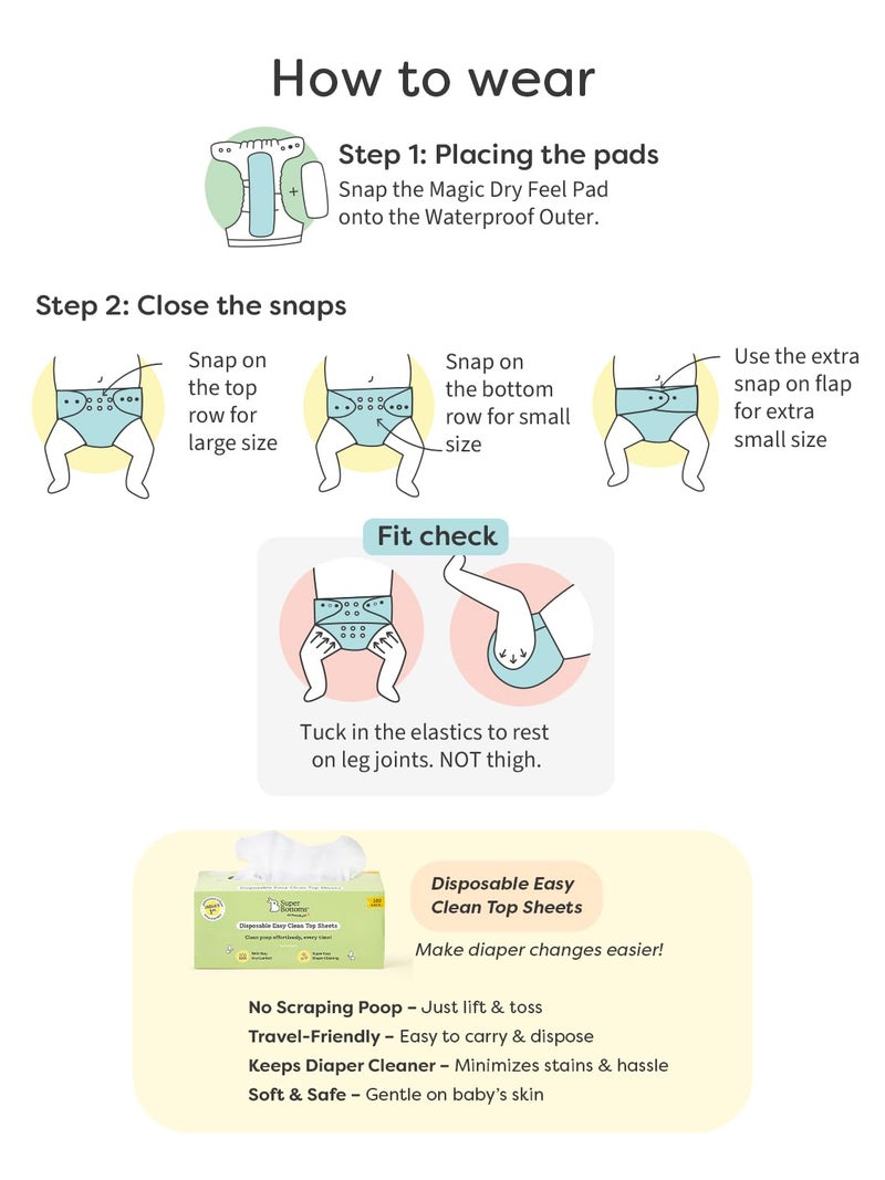 SuperBottoms Swimming Diapers for Babies & Toddlers - Reusable & Adjustable Swim Diapers - Washable Cloth Diapers - Skin Friendly Fabric - Easy to Clean - Fits 3M - 3Y | Pack of 2 - Image 5