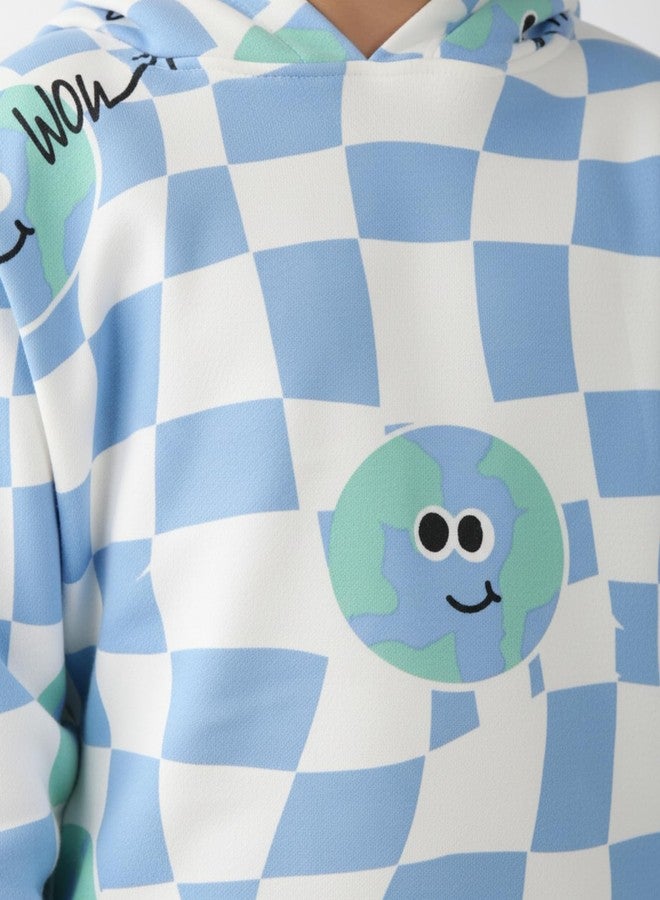 ANTHRILO Globe Check Fleece Boys Hoodie Black Jogger Set - Off White/Black | 0-6 Months - Image 5