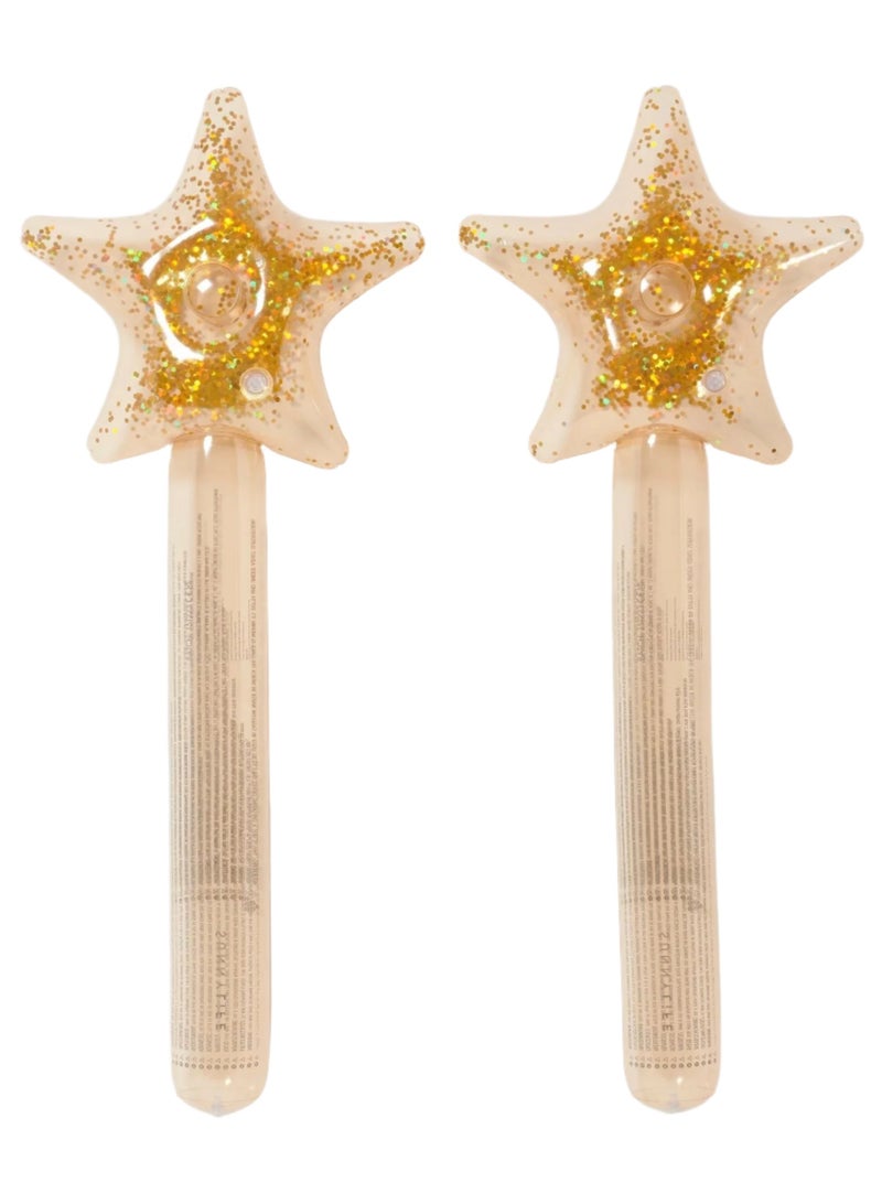 SUNNY LIFE Kids Inflatable Noodle Star Wand Princess Swan Gold Set of 2 | Outdoor Summer Toy | Pool & Water Play Inflatable Accessories for Kids - Image 2