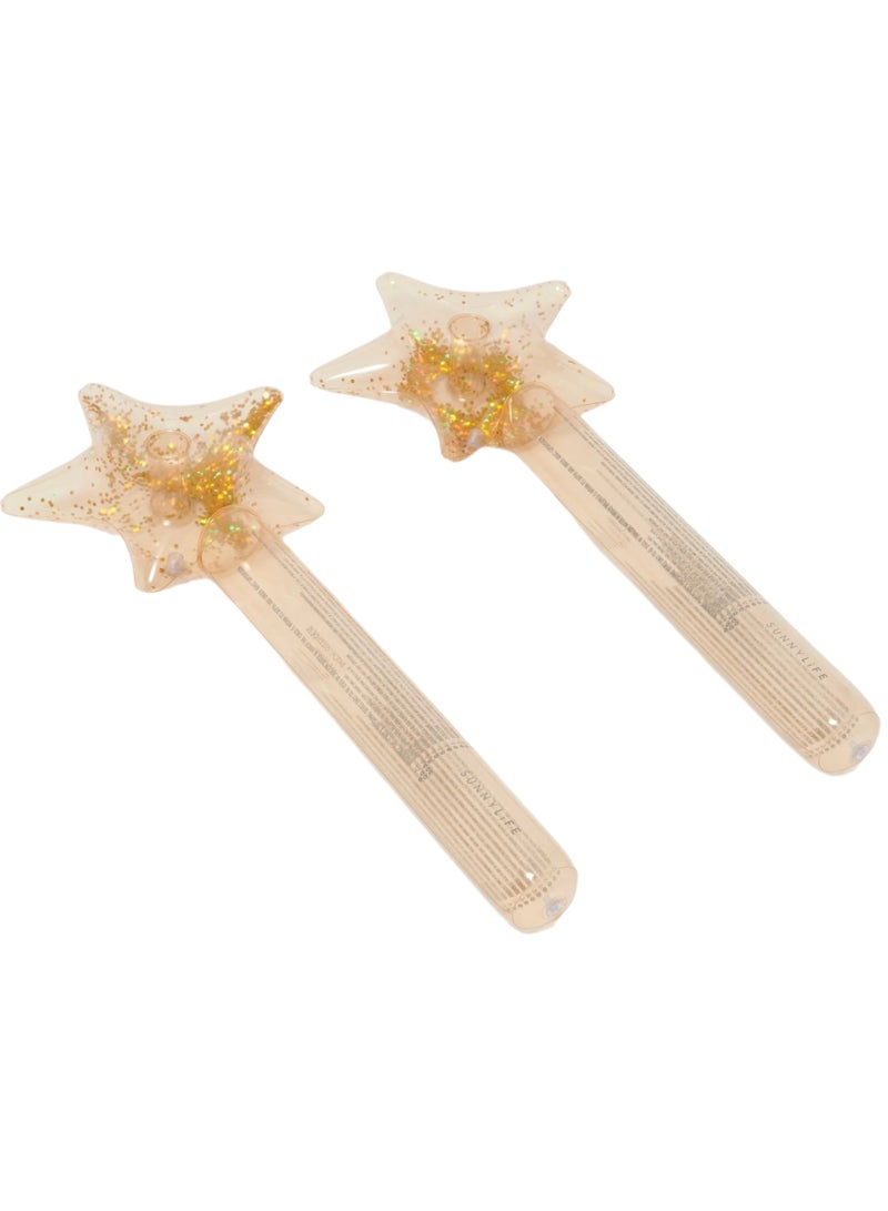 SUNNY LIFE Kids Inflatable Noodle Star Wand Princess Swan Gold Set of 2 | Outdoor Summer Toy | Pool & Water Play Inflatable Accessories for Kids - Image 3