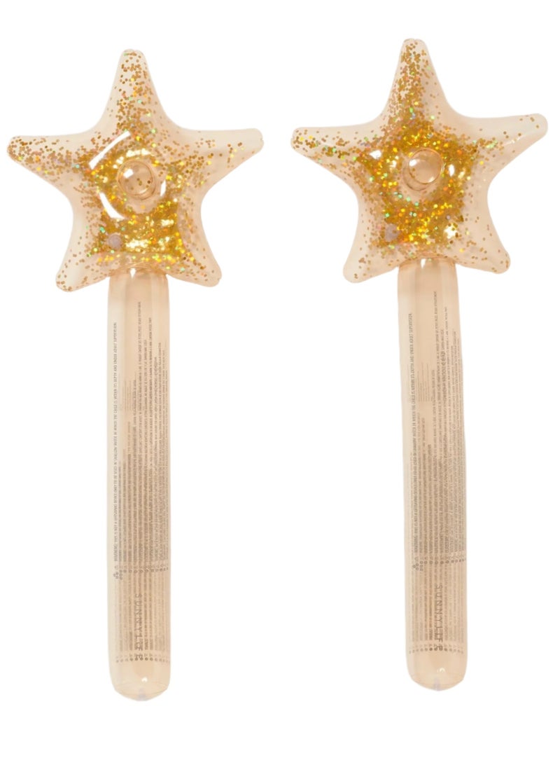 SUNNY LIFE Kids Inflatable Noodle Star Wand Princess Swan Gold Set of 2 | Outdoor Summer Toy | Pool & Water Play Inflatable Accessories for Kids - Image 1
