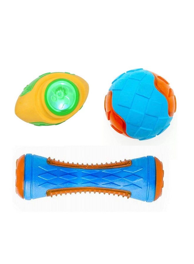 لعبة مضغ للكلاب تصدر صوت صرير - فرشاة أسنان لتنظيف الأسنان ومضادة للعض، لعبة أسنان قوية للكلاب والقطط (عبوة من 3 قطع) - Image 1