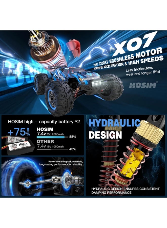 DEERC Brushless RC Cars, 1:10 68+ KMH High Speed Remote Control Car for Adults Boys, 4X4 All Terrains Waterproof Off Road Hobby Grade Large Fast Racing Buggy Toy Gift Monster Trucks - Image 3