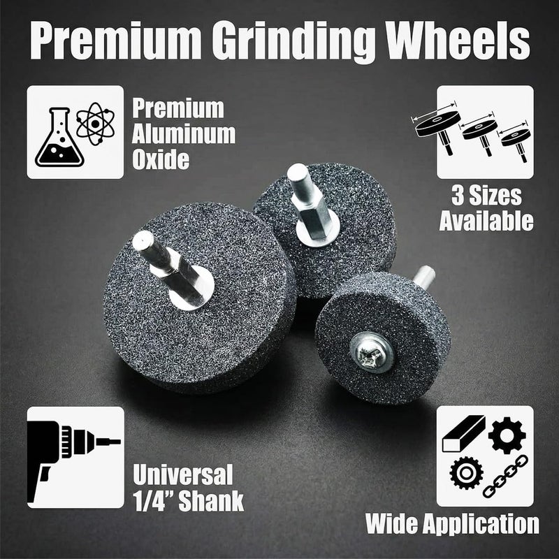 JUNLIXN Global standard quality 𝐉𝐔𝐍𝐋𝐈𝐗𝐍 3 Pcs Mounted Stone Grinding Wheels with 1/4-Inch Shank 40mm/50mm/60mm Diameter Abrasive Stone Grinding Wheels for Drill, Grinder, Rotary Tools Gulf climate upgraded quality - Image 3