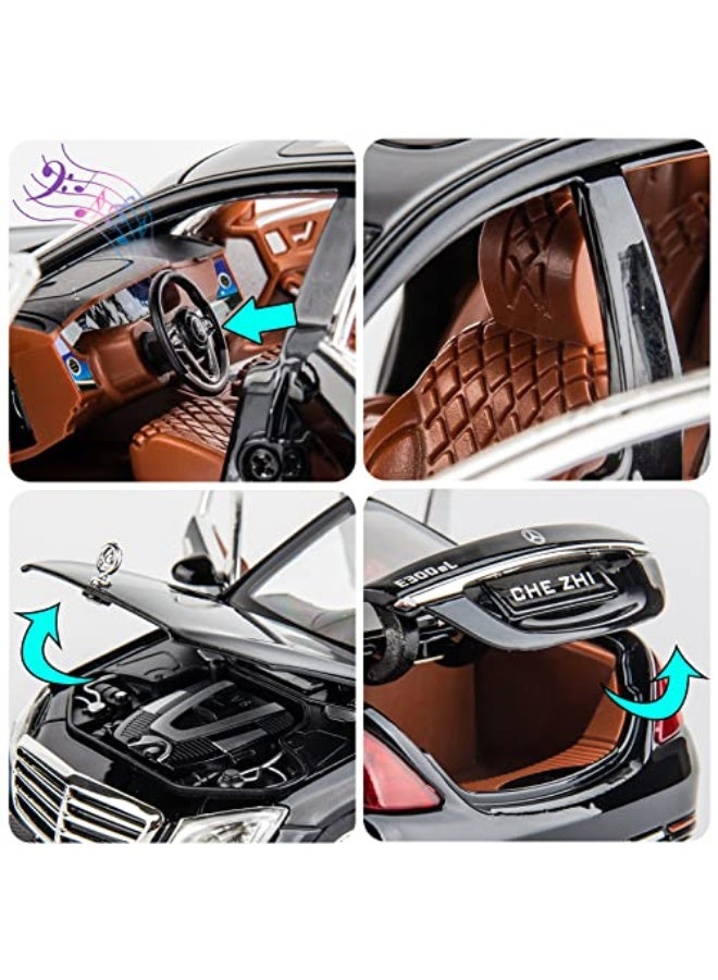 WAKAKAC 1/24 Scale Compatible with Benz E300 Toy Car Alloy Die-cast Pull Back Car Model with Light and Sound Toy Vehicles for Adults Boys Girls Gift Decoration Toy (Black) - Image 4