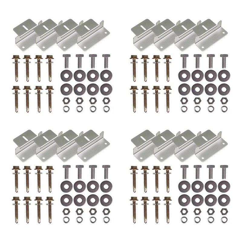 رينوجي 4 مجموعات من حوامل الألواح الشمسية على شكل حرف Z خفيفة الوزن من الألمنيوم مقاومة للتآكل للتثبيت على المركبات الترفيهية والمقطورات والقوارب واليخوت والجدران وغيرها من الأسطح غير المتصلة بالشبكة 4 قطع