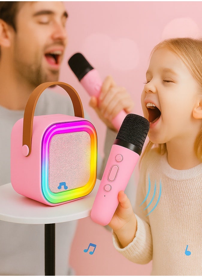 ليفي جهاز كاريوكي صغير، مكبر صوت محمول مع ميكروفونين لاسلكيين للحفلات واللعب في الهواء الطلق (لون القرنفل) - Image 3