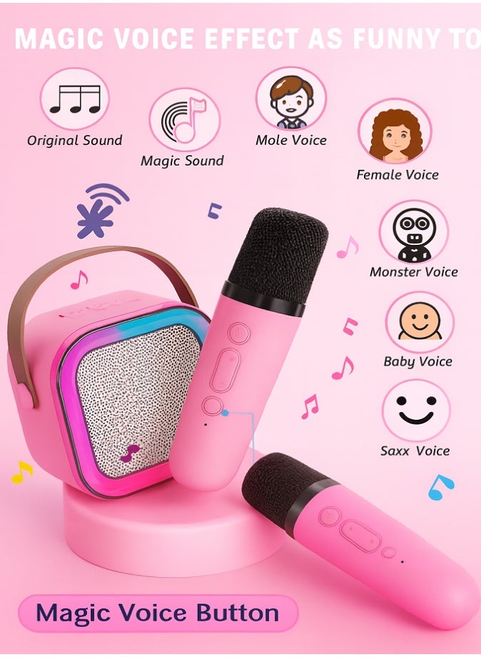ليفي جهاز كاريوكي صغير، مكبر صوت محمول مع ميكروفونين لاسلكيين للحفلات واللعب في الهواء الطلق (لون القرنفل) - Image 5