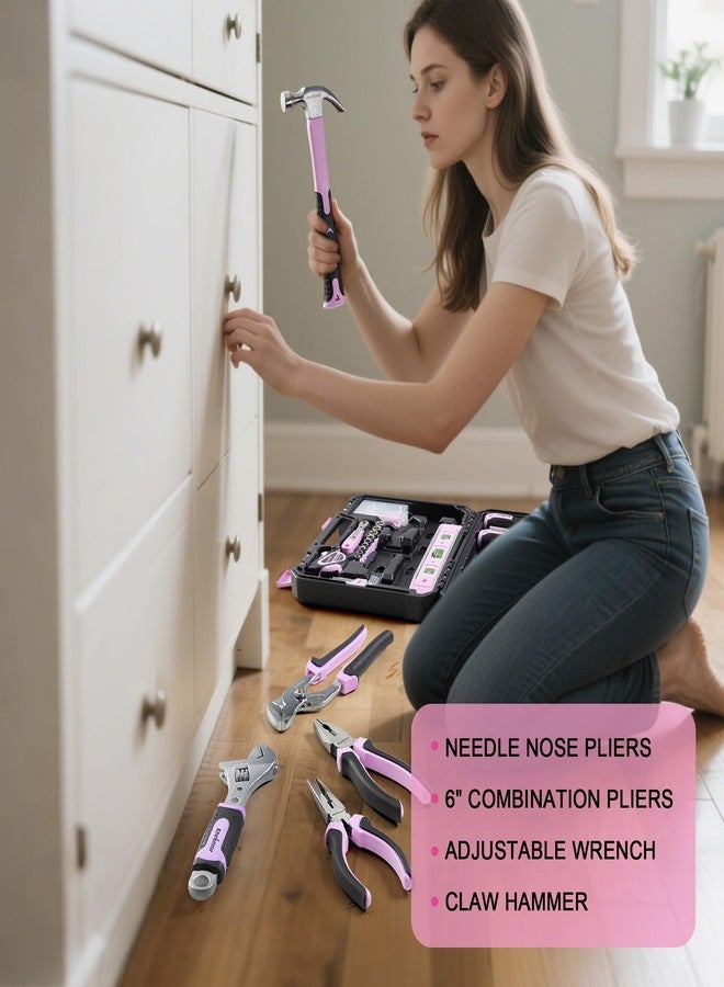 Enventor Pink Tool Kit Set for Women, 146PCS General Household Hand Tool Kit with Storage Toolbox, Ladies Small Basic Tool Kits for Home Maintenance, DIY Projects - Image 4