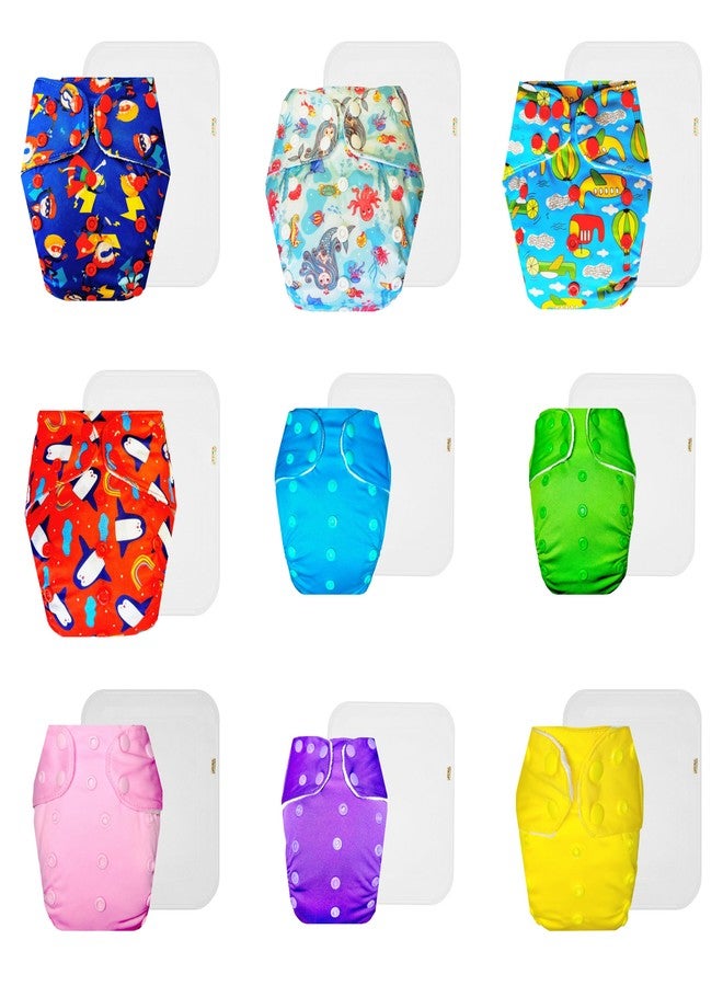 Dumbledo Premium Cloth Diaper with Cotton Insert (Pack of 9) | Dry Feel and Comfortable | Breathable | Quick Dry | Ideal for Toddlers | 3 Months - 3 Years | Unisex Baby - Image 1