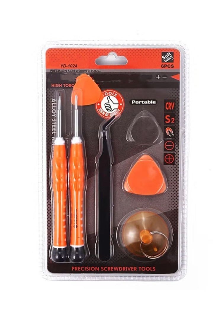 6-Piece Precision Screwdriver Set Black  Orange  Silver - Image 4