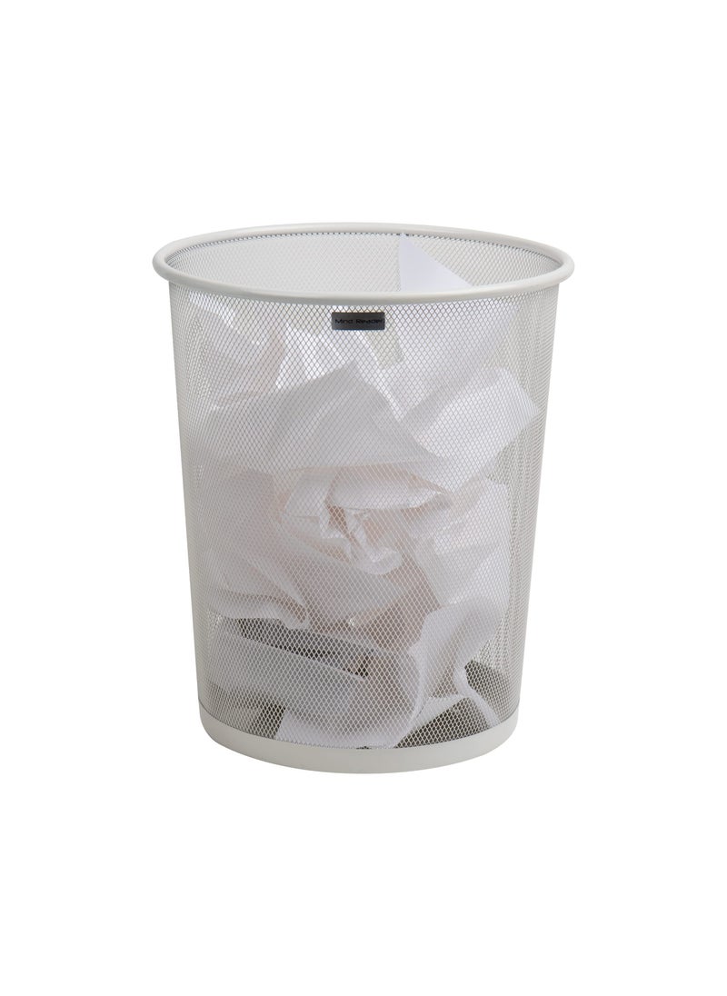 Mind Reader Mind Reader Mesh Trash Can 1665L 44 gal Waste Paper Basket Round Office Metal Mesh 115 L x 115 W x 1375 H White 
