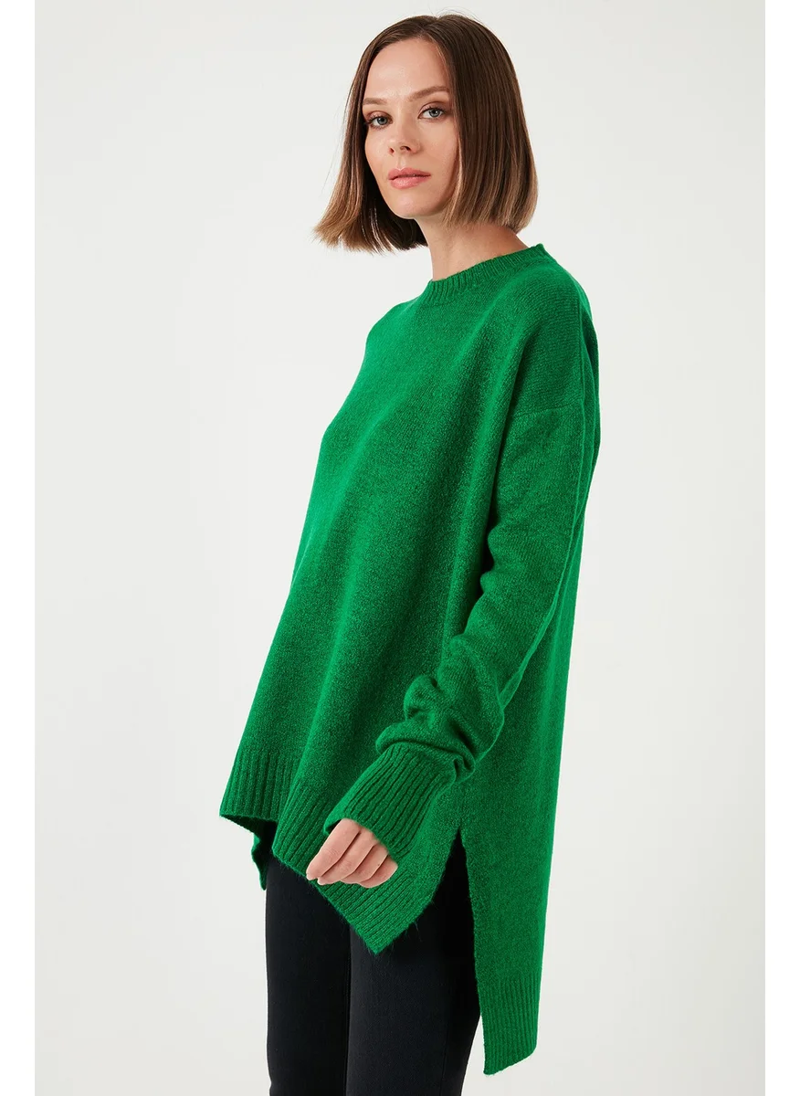 ليلا Casual Cut Slit Detailed Crew Neck Sweater Women's Sweater 4616142Y