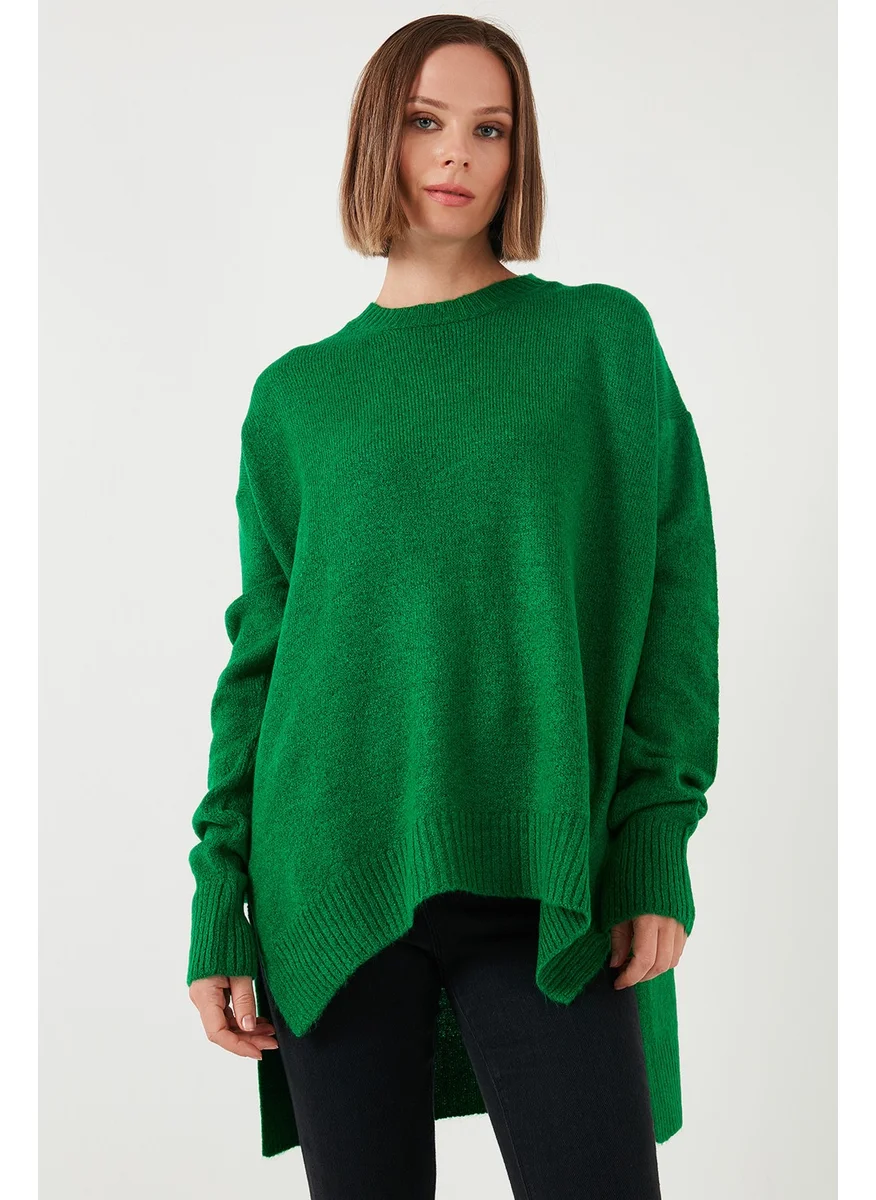 ليلا Casual Cut Slit Detailed Crew Neck Sweater Women's Sweater 4616142Y