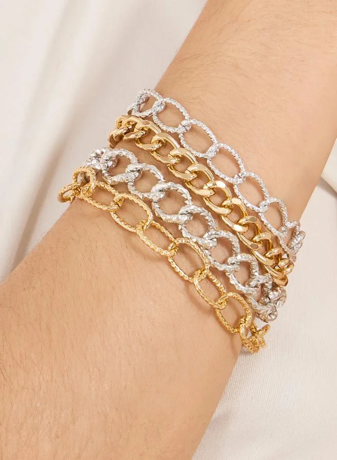 Set of 6 - Chain Bracelet with Lobster Clasp Closure