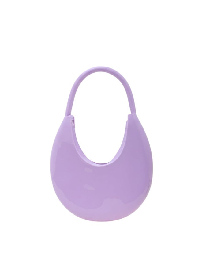 Havnor Women's Crescent Jelly Clutch Bag, Glossy PVC Top Handle Purse with Zipper - Image 1