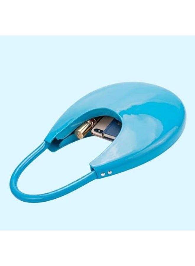 Havnor Women's Crescent Jelly Clutch Bag, Glossy PVC Top Handle Purse with Zipper - Image 5