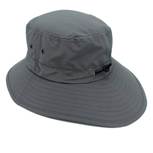 LLmoway Outdoor UPF50+ Summer Sun Cap Lightweight Packable Dry Fit Boonie Hat with Cords Dark Grey - Image 4