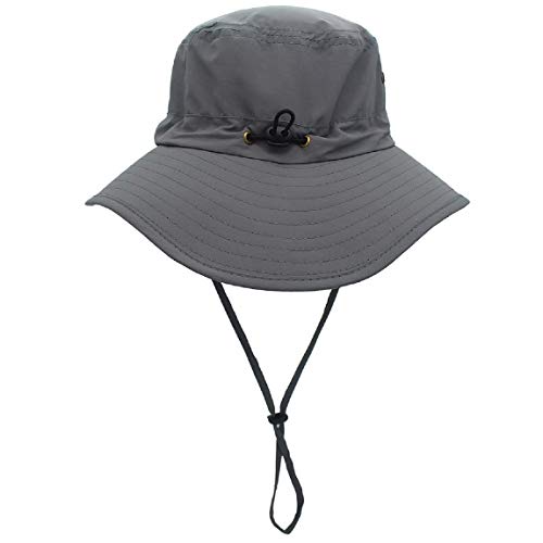 LLmoway Outdoor UPF50+ Summer Sun Cap Lightweight Packable Dry Fit Boonie Hat with Cords Dark Grey - Image 3