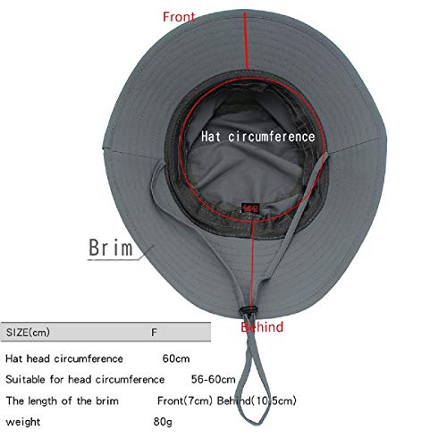 LLmoway Outdoor UPF50+ Summer Sun Cap Lightweight Packable Dry Fit Boonie Hat with Cords Dark Grey - Image 2