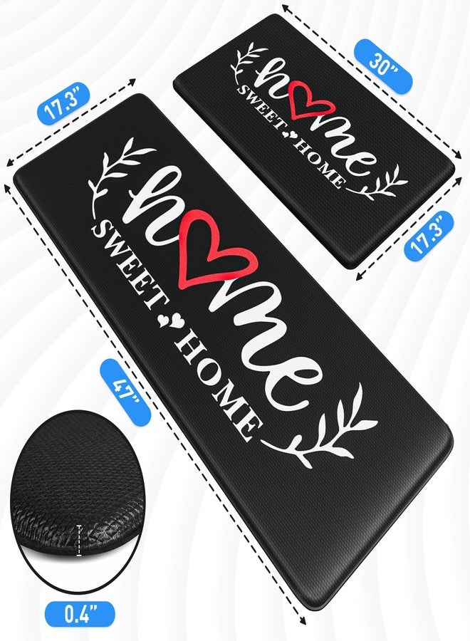 HappyTrends Kitchen Mat for Floor, 2PCS Cushioned Anti-Fatigue Kitchen Rugs, Waterproof Non-Slip Standing Mats and Rugs Set for Kitchen, Office, Laundry, Black, 17.3"×30"+17.3"×47" - Image 2
