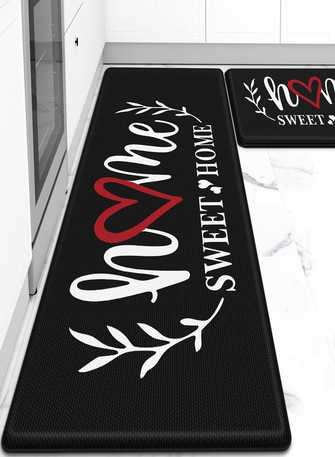 HappyTrends Kitchen Mat for Floor, 2PCS Cushioned Anti-Fatigue Kitchen Rugs, Waterproof Non-Slip Standing Mats and Rugs Set for Kitchen, Office, Laundry, Black, 17.3"×30"+17.3"×47" - Image 1