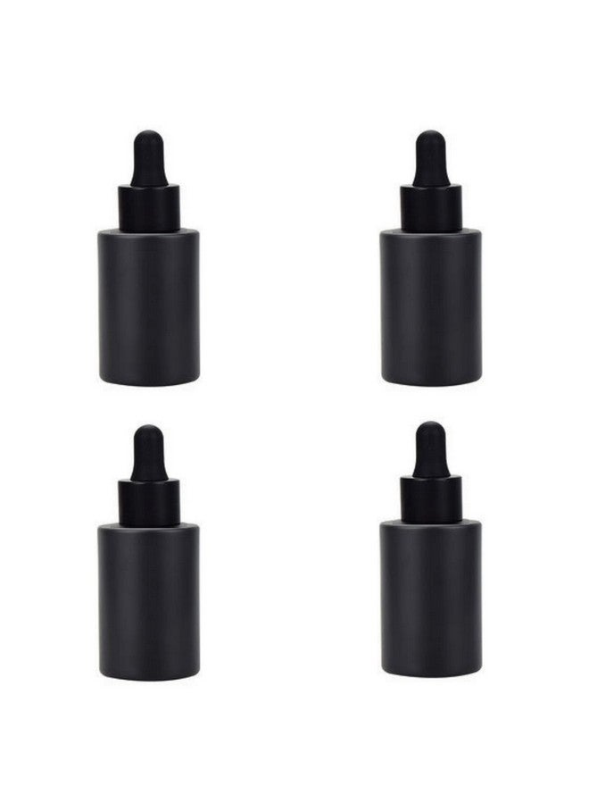 Devinez زجاجة زجاجية مستديرة سوداء اللون متعددة الاستخدامات من ديفينز، سعة 30 مل مع قطارة زجاجية سوداء (عبوة من 4)، للسيروم، الزيوت الأساسية، الخلطات، العناية بالبشرة، السفر، التونر، مستحضرات التجميل وDIY - Image 1