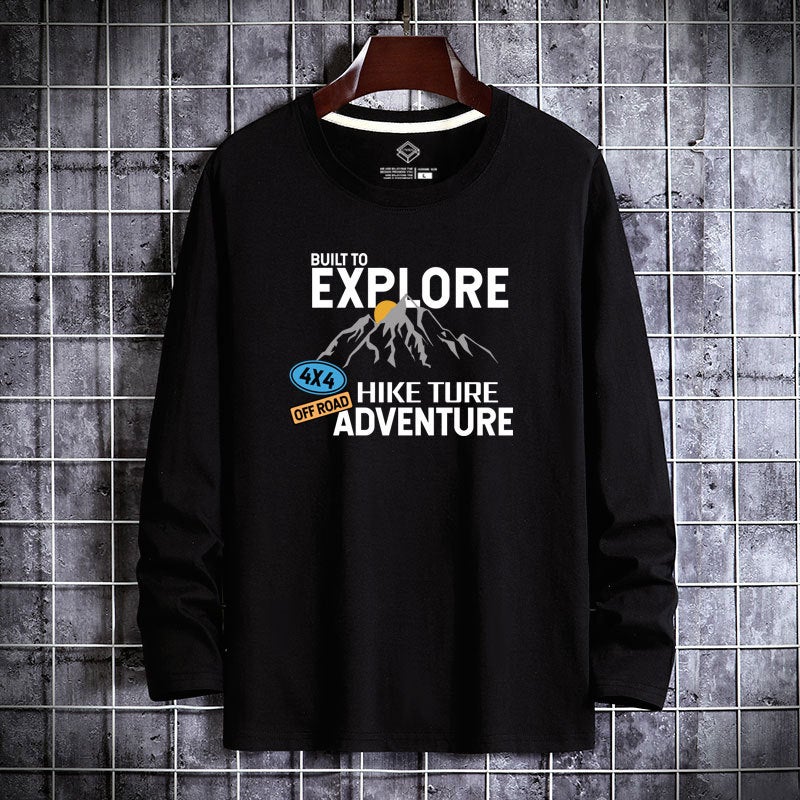 Men's Long-Sleeve T-Shirt 2025 Autumn New Cotton Round-Neck Printed Base Shirt Men's Trendy Brand Wholesale - Image 3