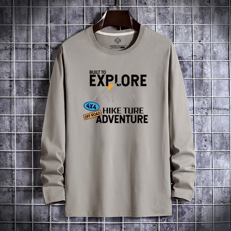 Men's Long-Sleeve T-Shirt 2025 Autumn New Cotton Round-Neck Printed Base Shirt Men's Trendy Brand Wholesale - Image 1