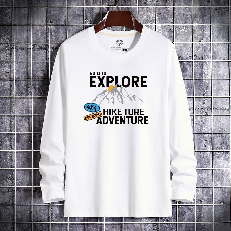 Men's Long-Sleeve T-Shirt 2025 Autumn New Cotton Round-Neck Printed Base Shirt Men's Trendy Brand Wholesale - Image 2