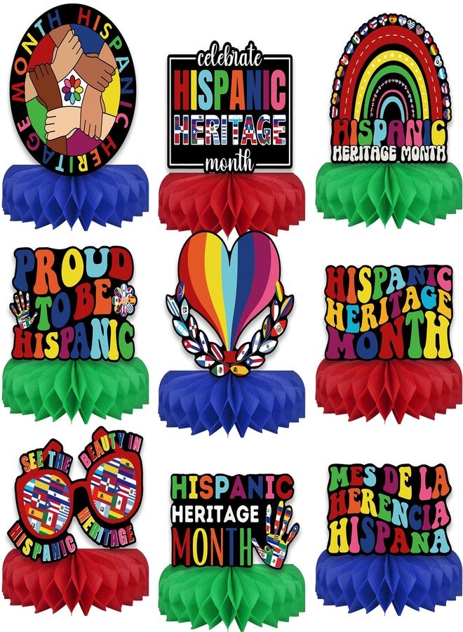 Yarcooly Hispanic Heritage Month Decorations Latin American 3D Double Side Toppers Paper Fans Hispanic Heritage Honeycomb Table Centerpiece National Hispanic Heritage Month Decorations for School Classroom - Image 1
