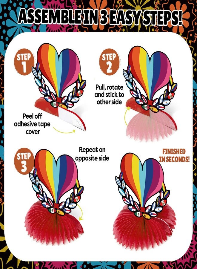 Yarcooly Hispanic Heritage Month Decorations Latin American 3D Double Side Toppers Paper Fans Hispanic Heritage Honeycomb Table Centerpiece National Hispanic Heritage Month Decorations for School Classroom - Image 5