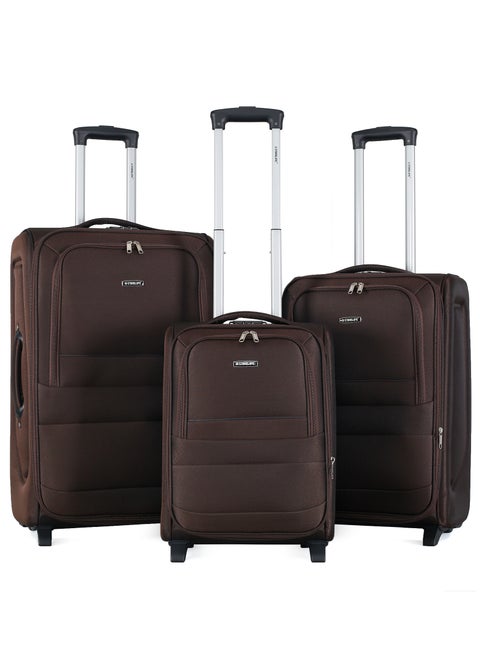 Set of 3 Light Weight Polyester Trolley Luggage 2 Wheels With Number Lock 20,24,28 Inches