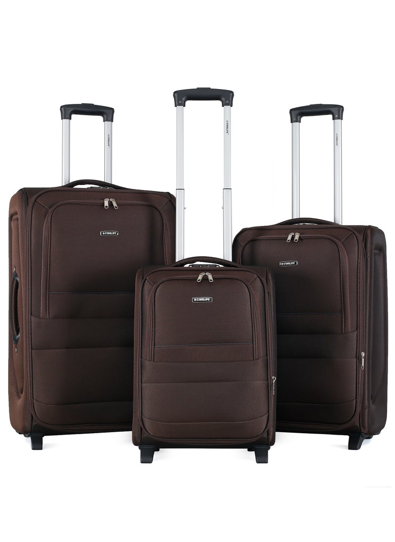 STARLIFE - Set of 3 Light Weight Polyester Trolley Luggage 2 Wheels With Number Lock 20,24,28 Inches - Image 1