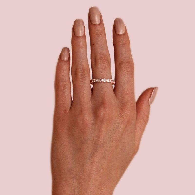 PAVOI 14K Yellow Gold Plated Square-Cut Cubic Zirconia Love Band - 3mm Stackable Rings for Women - Stacking Jewelry Gold Eternity Rings for Women, Size 8 - Image 2