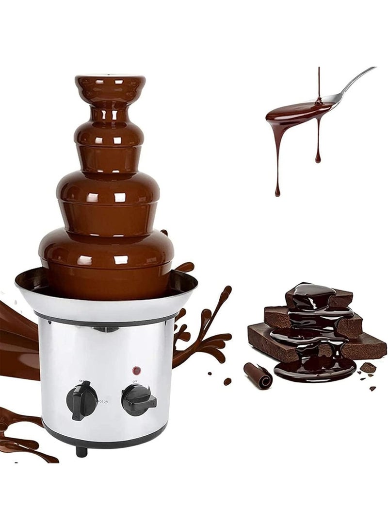 كيمايا نافورة شوكولاتة من 4 طبقات، مصنوعة من الفولاذ المقاوم للصدأ، برج نافورة فوندو الشوكولاتة، مثالية لأعياد الميلاد والحفلات وحفلات الزفاف (فضة إسترليني) - Image 1