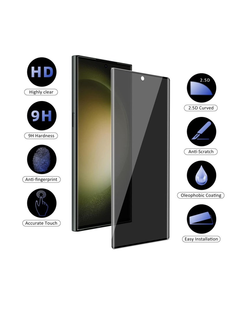 واقي شاشة للخصوصية لهاتف سامسونج جالاكسي إس 23 ألترا، صلابة ، فيلم زجاجي مقوى مضاد للتجسس [حماية كاملة للخصوصية]، سهل التركيب بدون فقاعات، تغطية كاملة ومقاومة للخدش