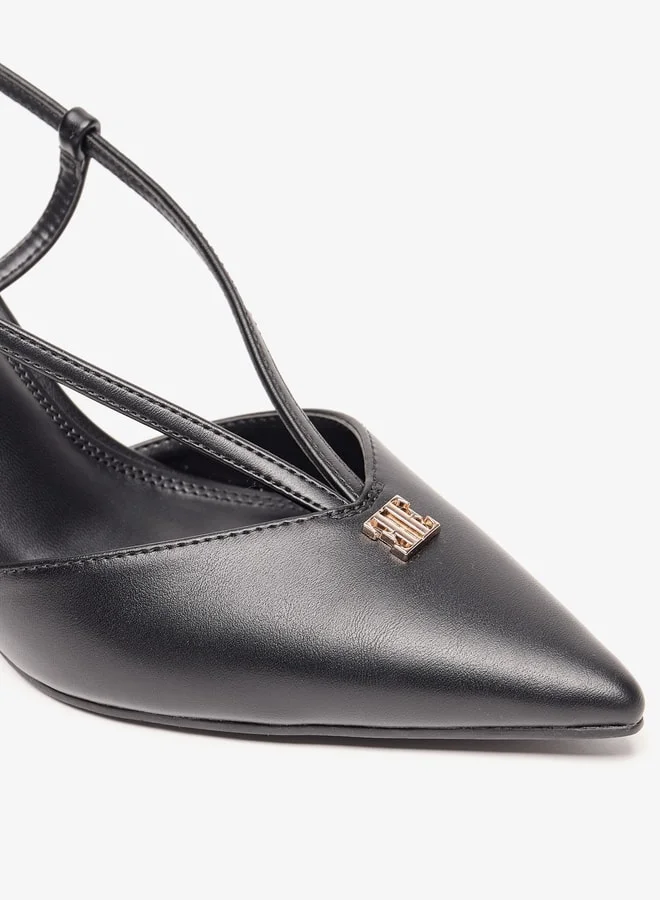 ايل Women's Solid Slingback Shoes with Stiletto Heels and Buckle Closure