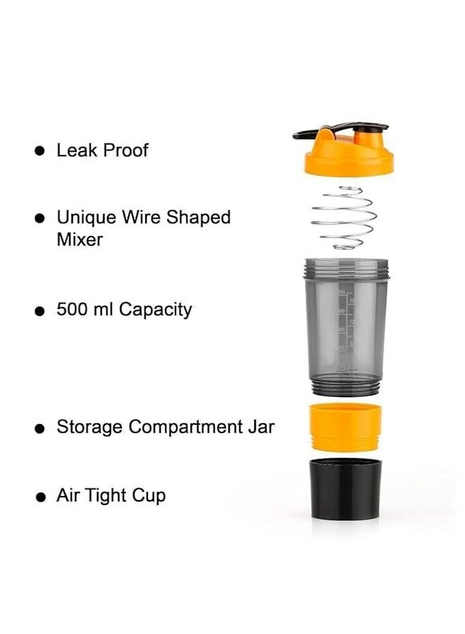 SKYVOKES SKYVOKES 500 ML Protein Shaker Bottle Sipper Gym Bottle for Protein Leak Proof with Mixing Spring Ball and Storage Compartment  - Image 5