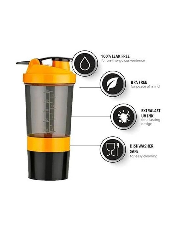 SKYVOKES SKYVOKES 500 ML Protein Shaker Bottle Sipper Gym Bottle for Protein Leak Proof with Mixing Spring Ball and Storage Compartment  - Image 3