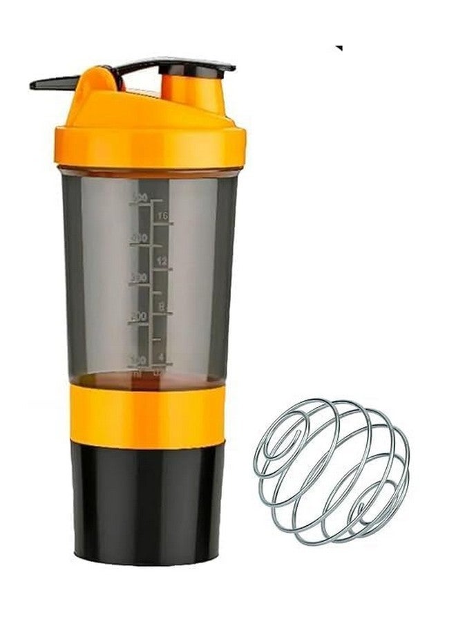 SKYVOKES SKYVOKES 500 ML Protein Shaker Bottle Sipper Gym Bottle for Protein Leak Proof with Mixing Spring Ball and Storage Compartment  - Image 1