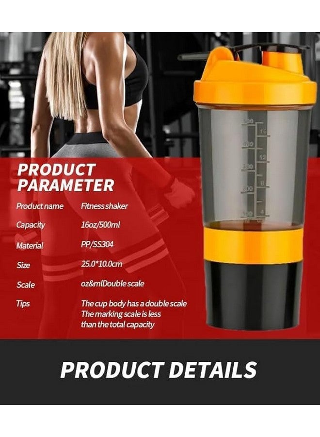 SKYVOKES SKYVOKES 500 ML Protein Shaker Bottle Sipper Gym Bottle for Protein Leak Proof with Mixing Spring Ball and Storage Compartment  - Image 4
