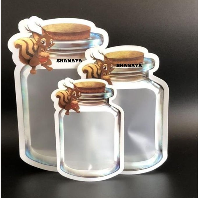 20 PCS MASON JAR ZIPLOCK BAGS STORAGE REUSABLE FREEZER BAGS ZIPLOCK BAGS FOR FRIDGE STORAGE BOTTLE SHAPE STORAGE POUCH SQUIRREL DESIGN (BIG SIZE)