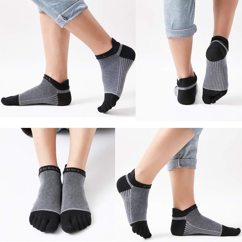VWELL Store Cotton Toe Socks Five Finger Socks No Show Crew Athletic Running Socks 4 Pairs,Size 7-11 - Image 4