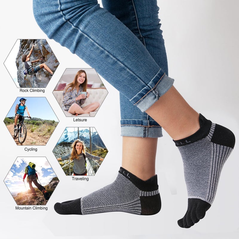 VWELL Store Cotton Toe Socks Five Finger Socks No Show Crew Athletic Running Socks 4 Pairs,Size 7-11 - Image 5